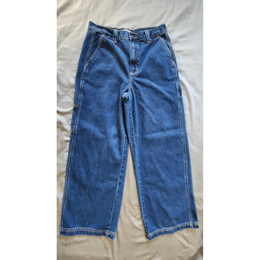 Cello Jeans Womens 7 Blue‎ Carpenter Utility Pockets Relaxed Fit WPW3701X